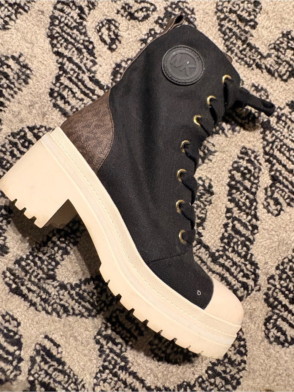 Michael Kors Chunky Platform Lace-Up Women's Boot in Black and Cream